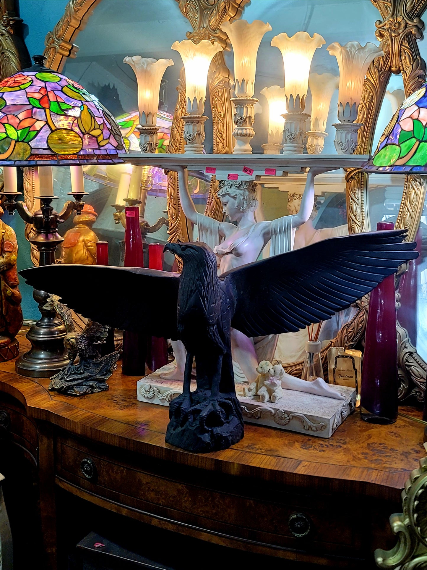 🦅 Bronze Sculpture of an Eagle in Flight with a Globe for Sale 🦅