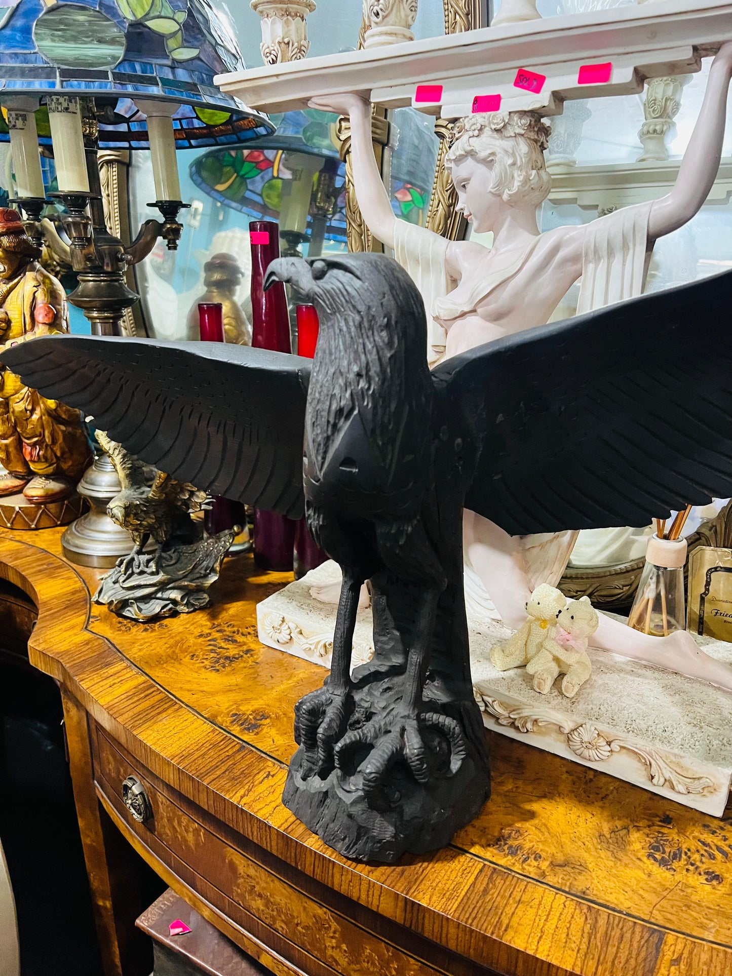 🦅 Bronze Sculpture of an Eagle in Flight with a Globe for Sale 🦅
