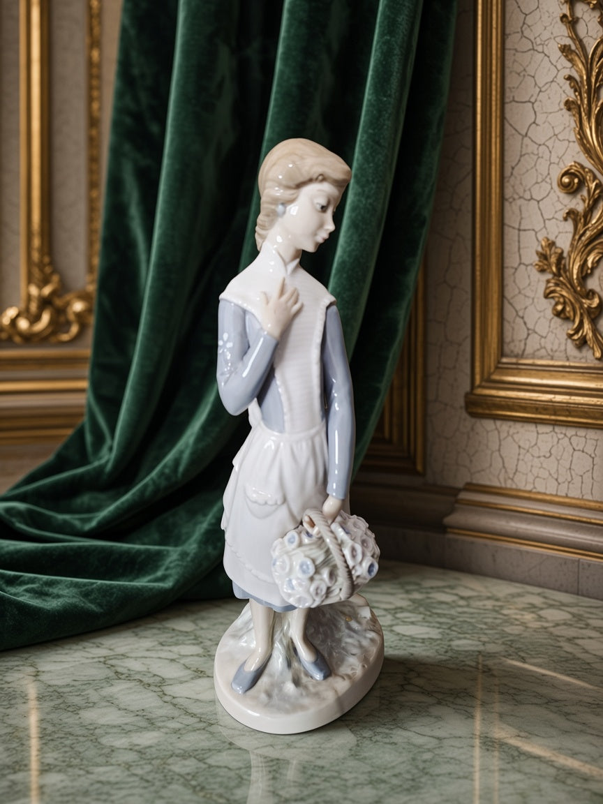 Nao by Lladró sculpture "Young Girl with Flower Basket" ✨🏛️