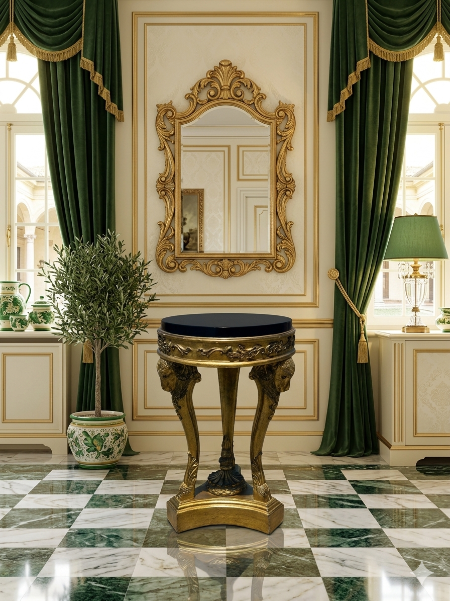 Decorative Aged Gold Pedestal with Black Top 🌿🏛️🌹