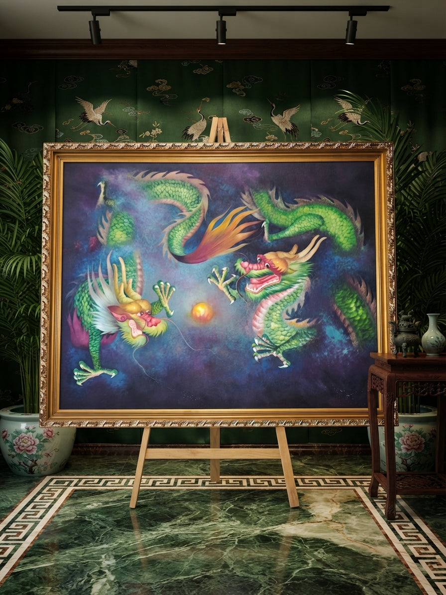 Cuadro de Dragones en Oleo – Fuerza Mística y Elegancia Atemporal 🐉🔥🐉