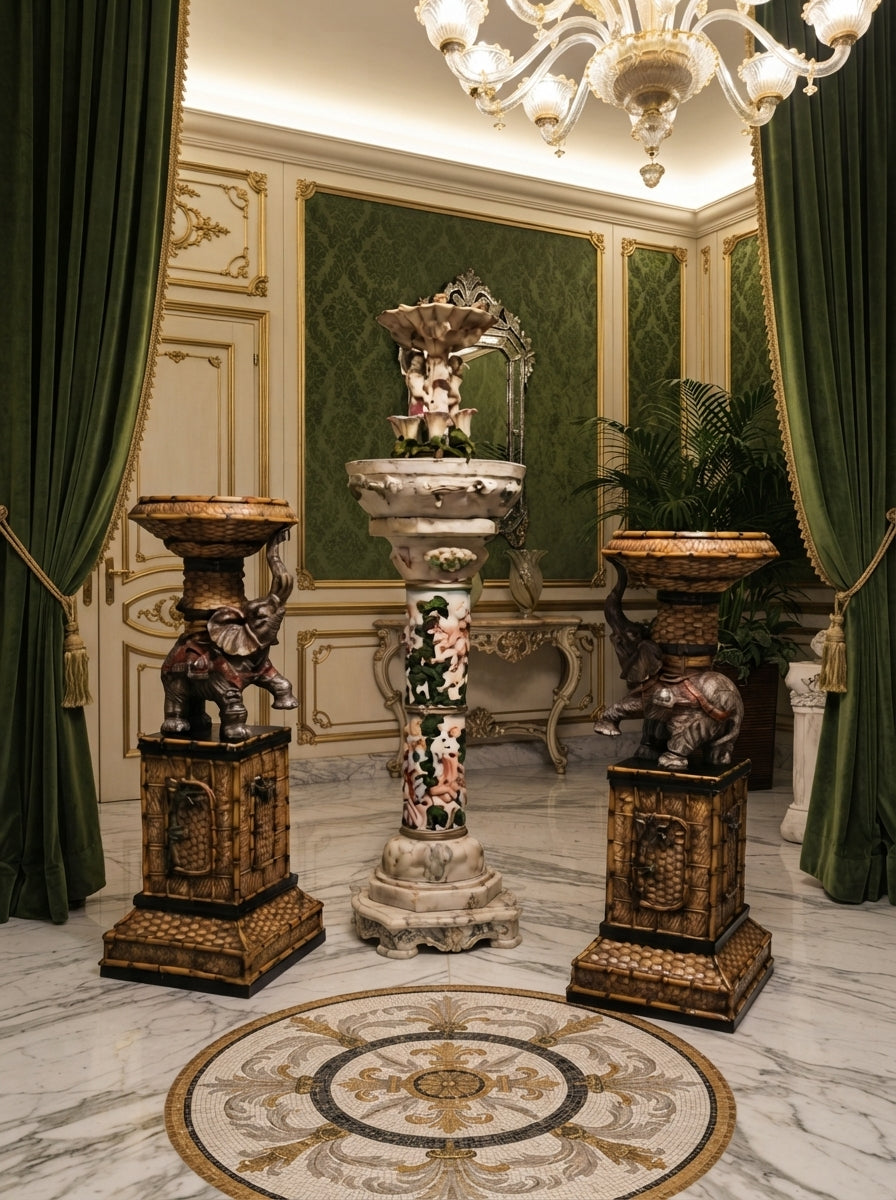 Pair of Elephant Pedestal Tables – Toscano Tropical Design 🌴🏛️🌹