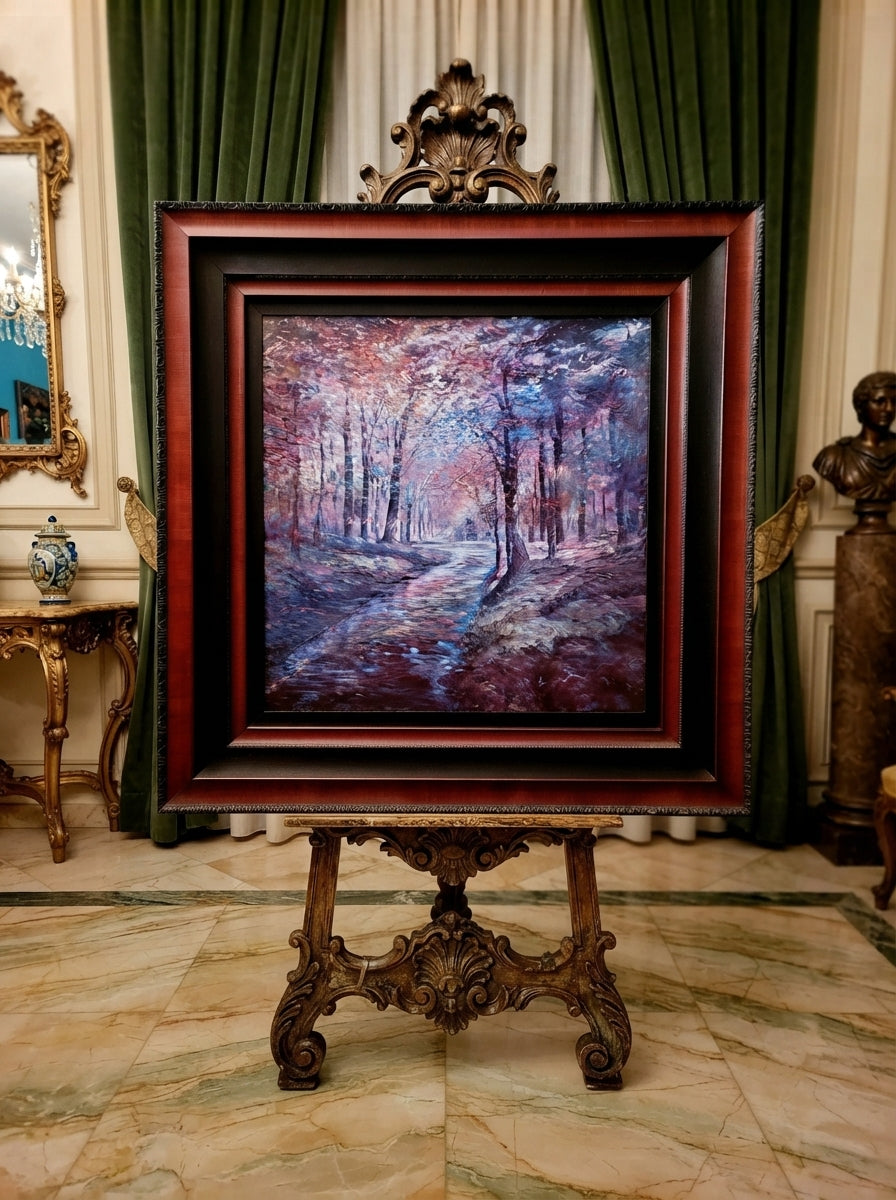 Stunning Hand-Painted Woodland Landscape Painting – 137 x 137 x 4 cm🖌️