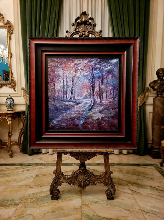 Stunning Hand-Painted Woodland Landscape Painting – 137 x 137 x 4 cm🖌️
