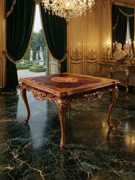 Antique Table With Wood Inlays ✨