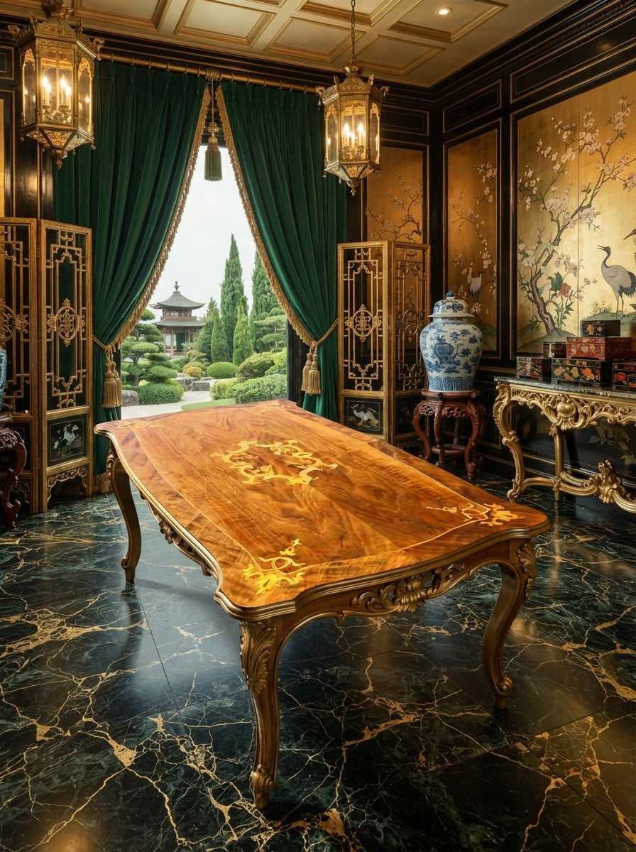 Par de Mesitas Antiguas Europeas – Elegancia y Marquetería Artesanal ✨🏛️🌟