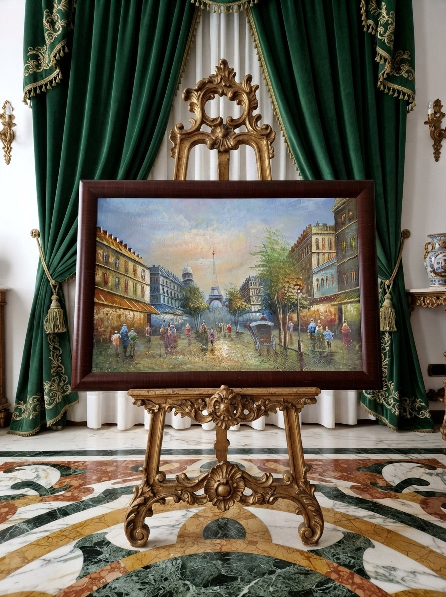 Escena parisina con la Torre Eiffel – Oleo original🖌️🎨