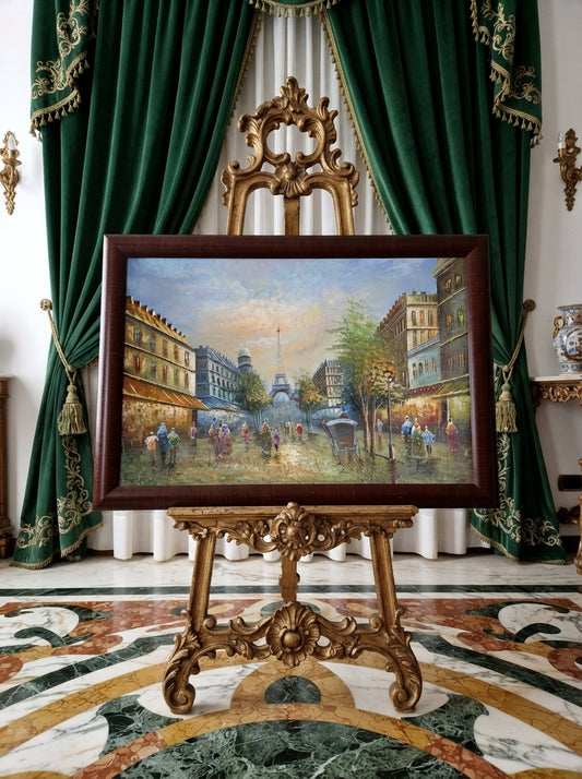 Parisian Scene with the Eiffel Tower - Original oil painting🖌️🎨