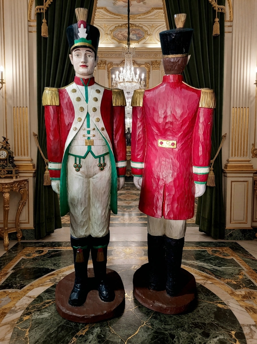 Soldados Navideños Nutcracker – Par Monumental en Resina Fundida Pintados a Mano 🎄❄️🎅
