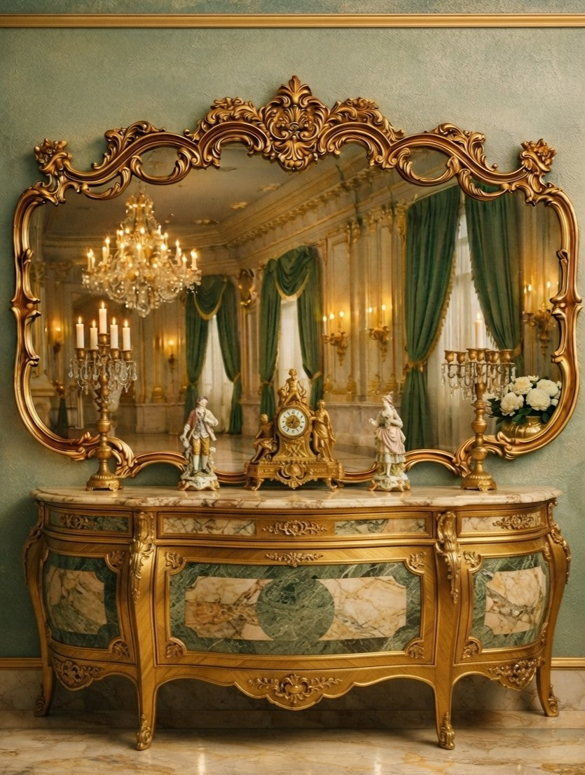Espejo Diseño Esilo Barroco Guildan Mirror en Hoja de Oro🪞🏛️🌿