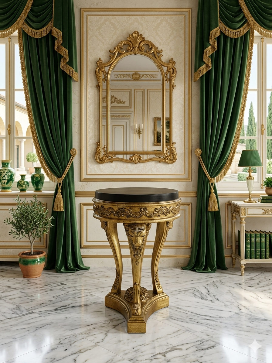 Decorative Aged Gold Pedestal with Black Top 🌿🏛️🌹