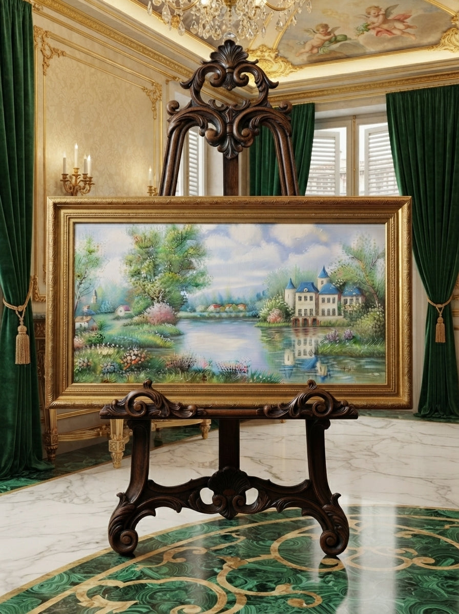 Cuadro original de casa señorial con hermoso paisaje por W.Hodges🖌️🎨