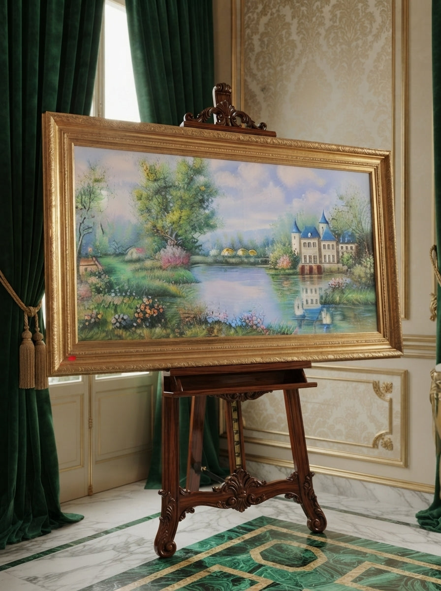 Cuadro original de casa señorial con hermoso paisaje por W.Hodges🖌️🎨