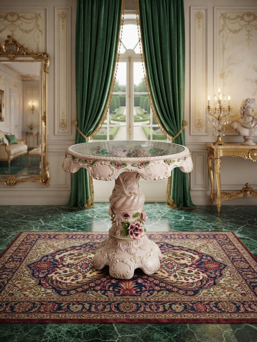 Mesa Decorativa Capo Del Monte – Distinción Italiana en Rosarito Antiques ✨🏛️🌸