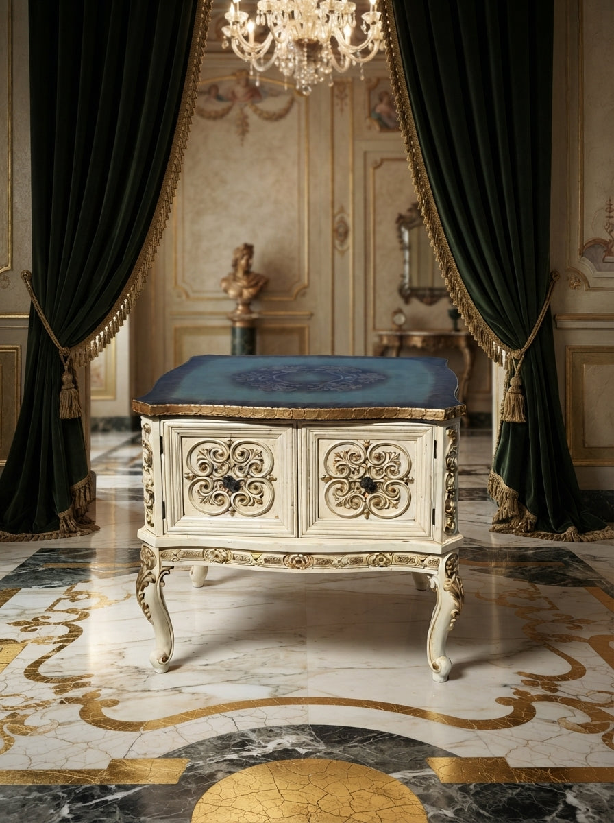 Italian Table with Carved Details and Gold Leaf Decoration 🏛️🌟🏛️