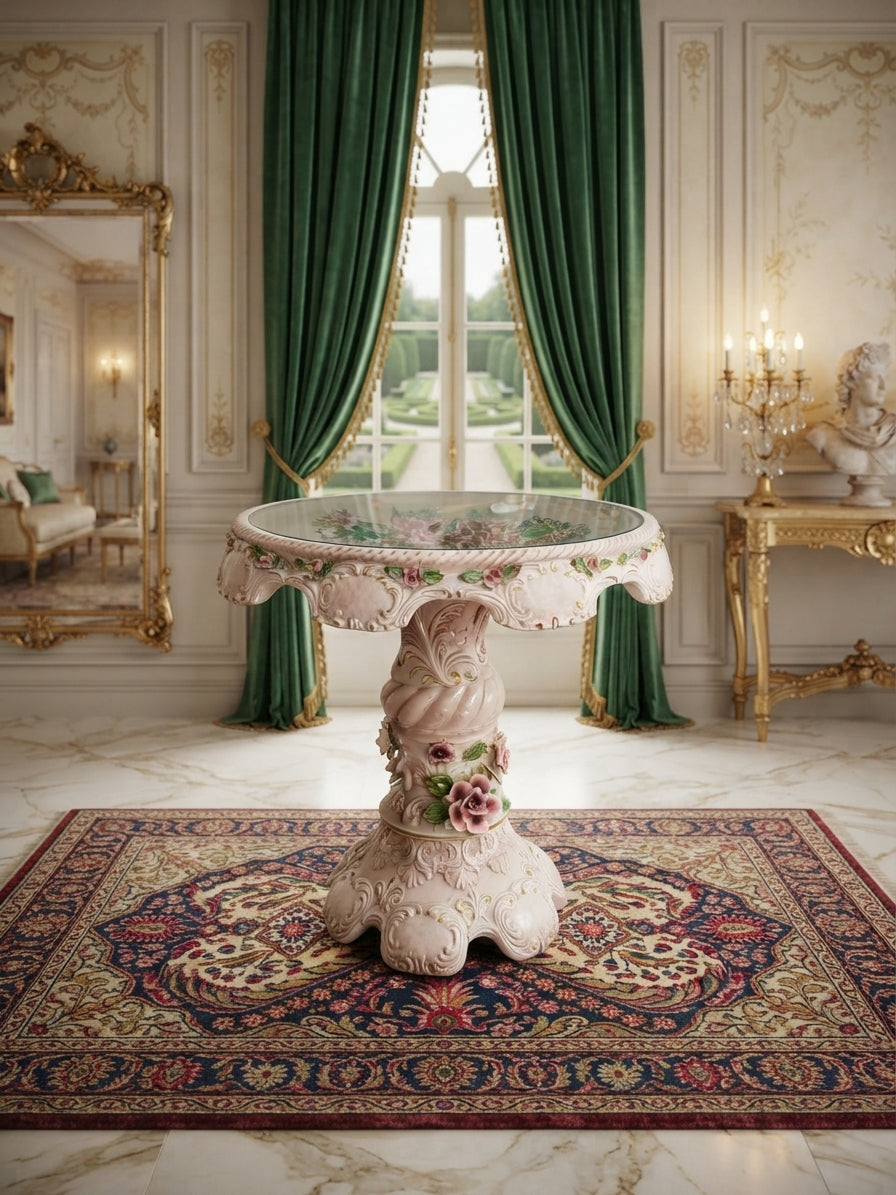 Mesa Decorativa Capo Del Monte – Distinción Italiana en Rosarito Antiques ✨🏛️🌸