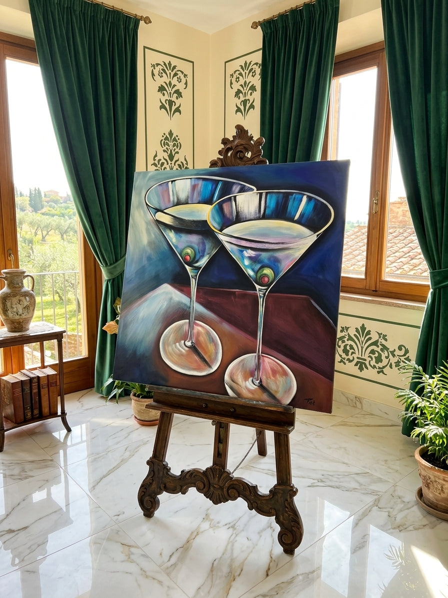 Cuadro al Oleo Firmado por Pat – Elegancia Contemporánea 🌿🖌️🎨