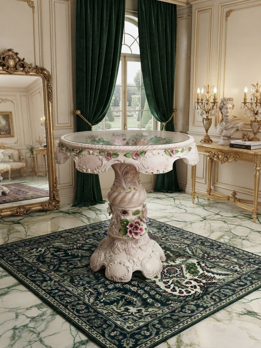 Mesa Decorativa Capo Del Monte – Distinción Italiana en Rosarito Antiques ✨🏛️🌸