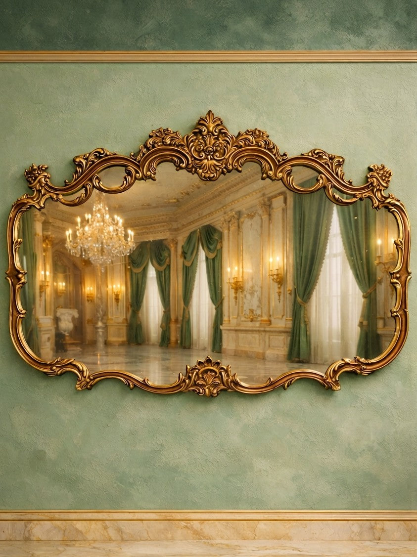 Espejo Diseño Esilo Barroco Guildan Mirror en Hoja de Oro🪞🏛️🌿