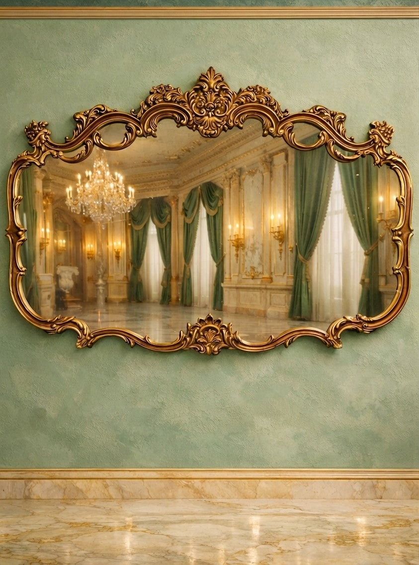 Espejo Diseño Esilo Barroco Guildan Mirror en Hoja de Oro🪞🏛️🌿