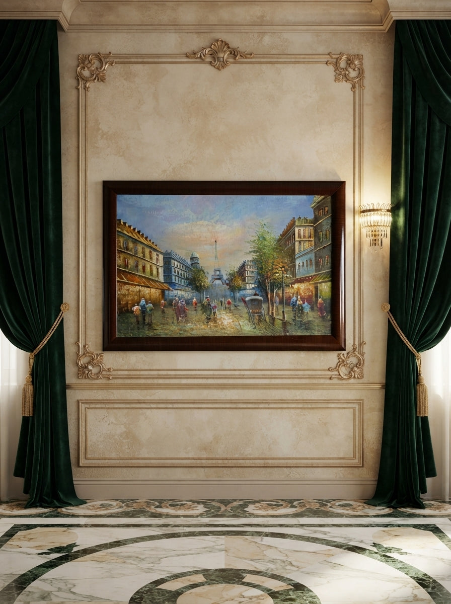 Escena parisina con la Torre Eiffel – Oleo original🖌️🎨