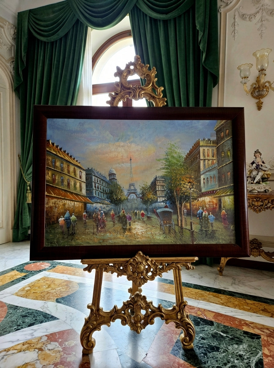 Escena parisina con la Torre Eiffel – Oleo original🖌️🎨