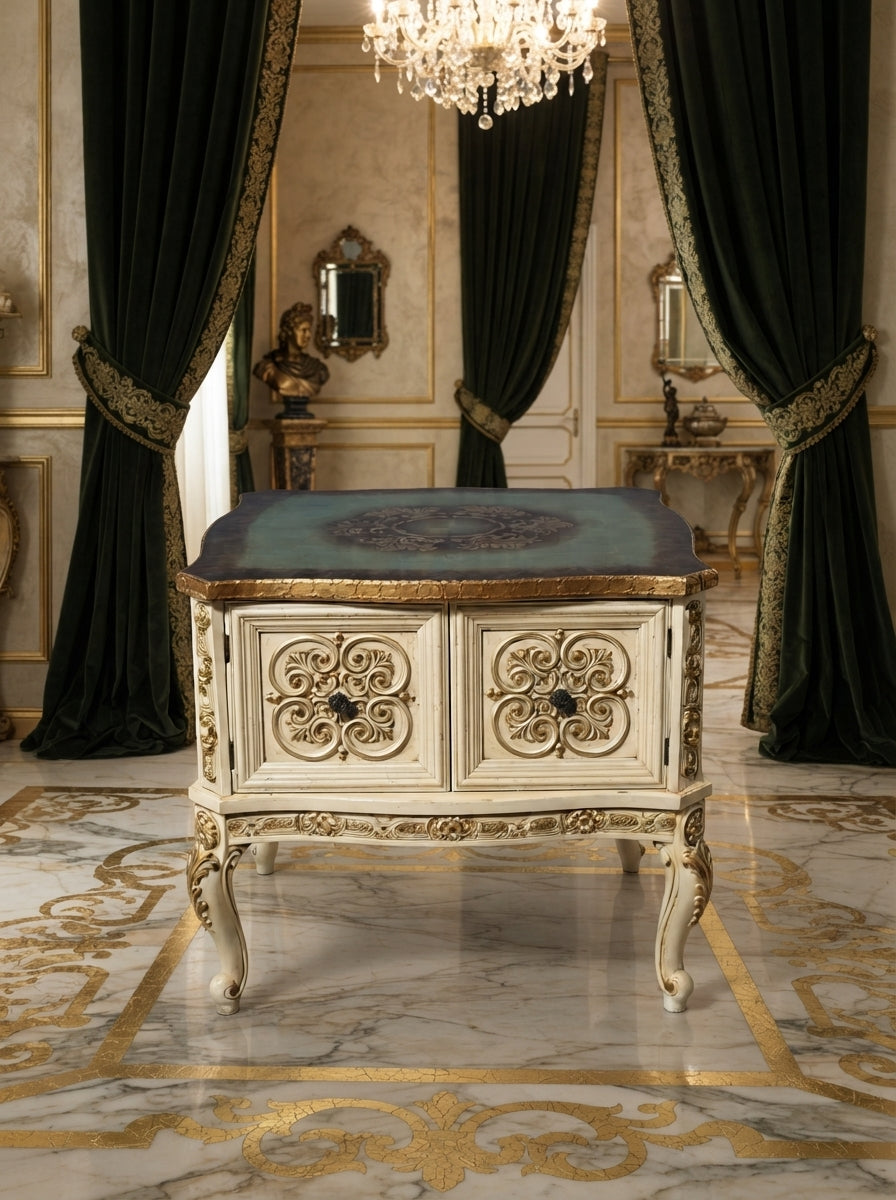 Italian Table with Carved Details and Gold Leaf Decoration 🏛️🌟🏛️