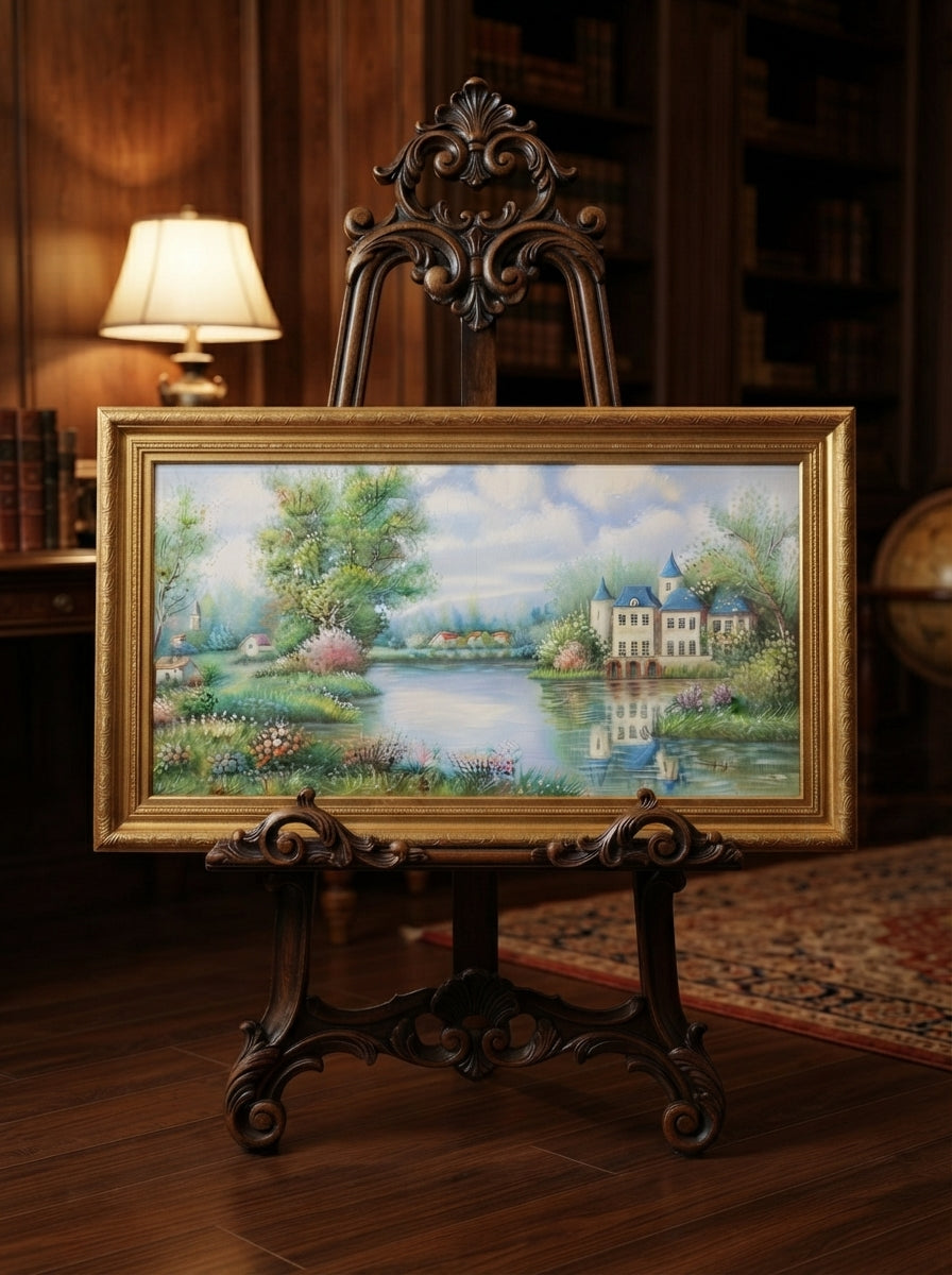 Cuadro original de casa señorial con hermoso paisaje por W.Hodges🖌️🎨