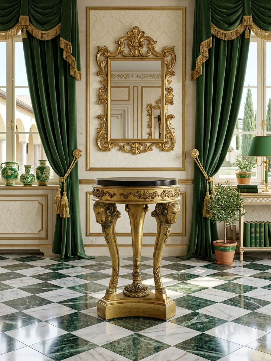Decorative Aged Gold Pedestal with Black Top 🌿🏛️🌹