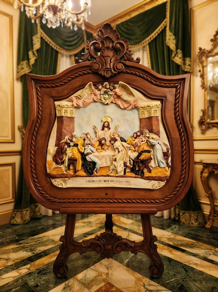 Last Supper Painting with Elegant Mahogany Frame✨