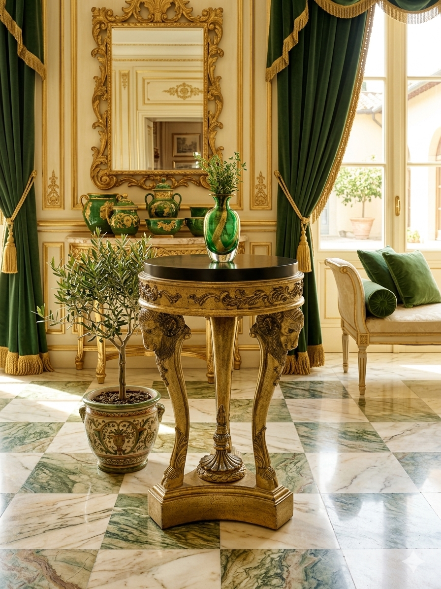 Decorative Aged Gold Pedestal with Black Top 🌿🏛️🌹