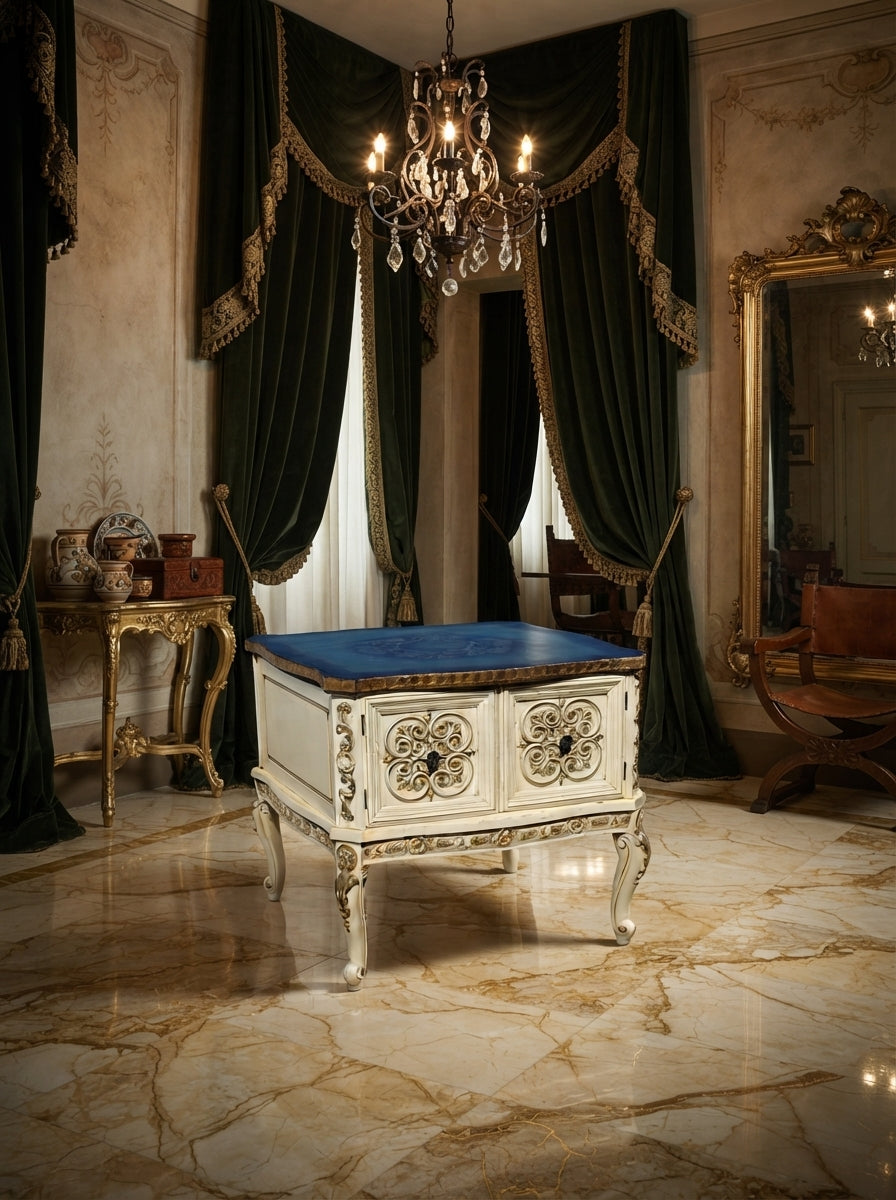 Italian Table with Carved Details and Gold Leaf Decoration 🏛️🌟🏛️