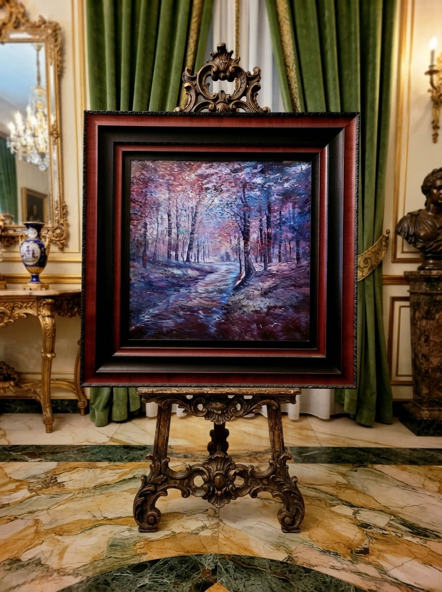 Stunning Hand-Painted Woodland Landscape Painting – 137 x 137 x 4 cm🖌️