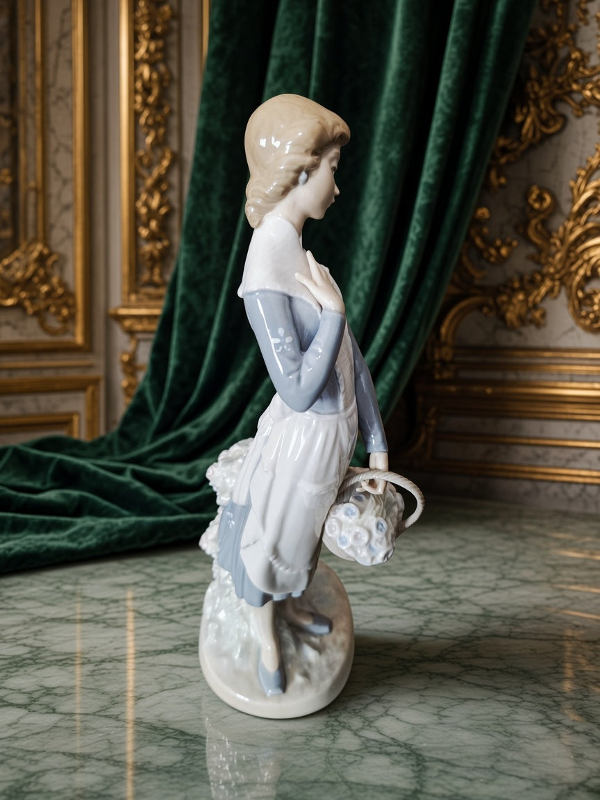 Nao by Lladró sculpture "Young Girl with Flower Basket" ✨🏛️