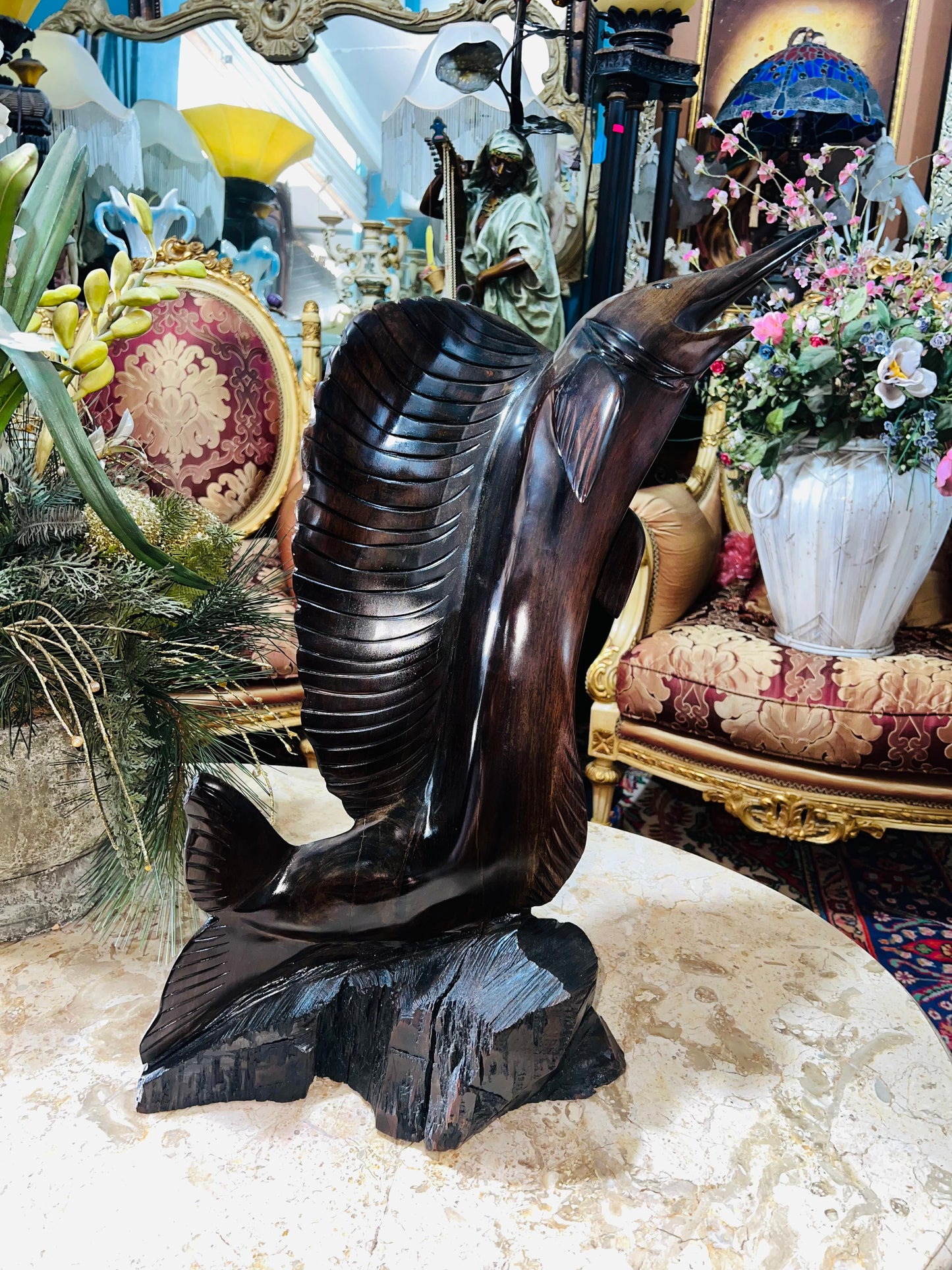 🐟✨ ¡Escultura de Pez Espada en Madera de Palofierro! ✨🐟