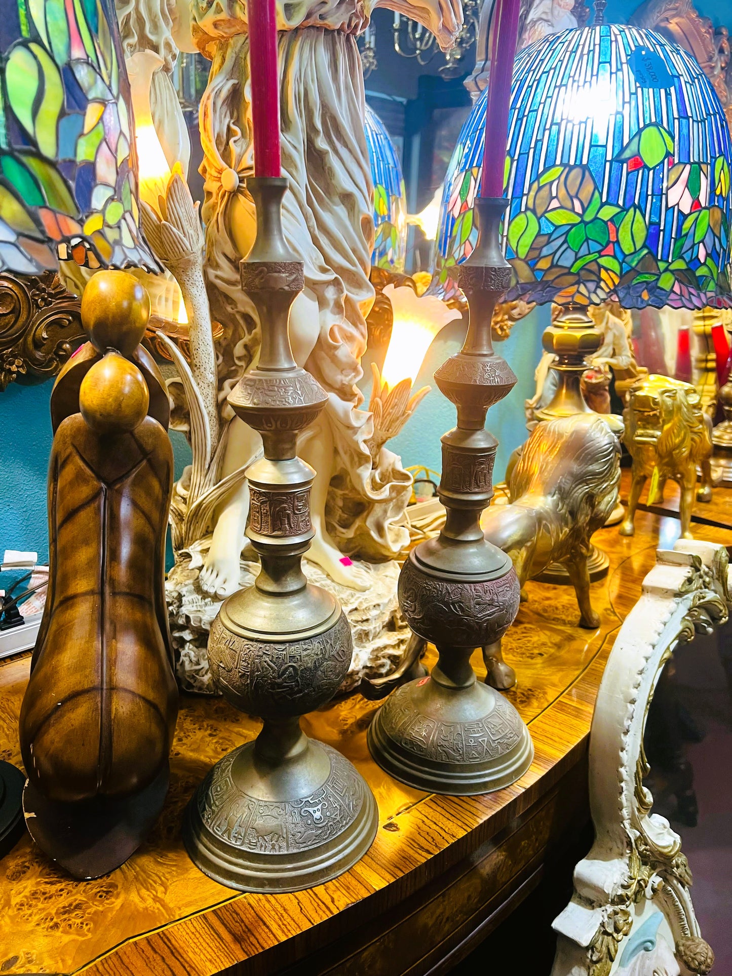 ⚖️¡Candelabros Egipcios En Bronce Con Jeroglificos!⚖️