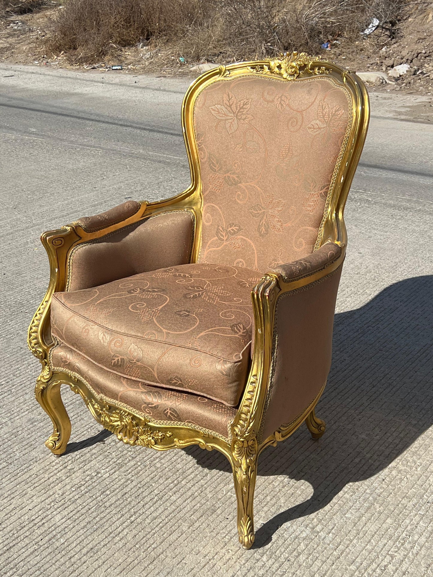 🇫🇷 Elegante Sala de 7 Piezas Marco decorado en hoja de oro solido 🇫🇷