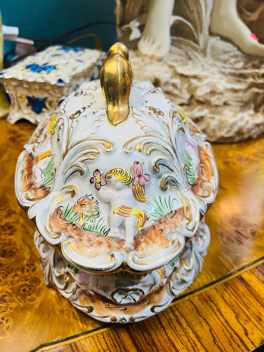 Vintage Authentic Porcelain Soup Tureen - Oriental Style