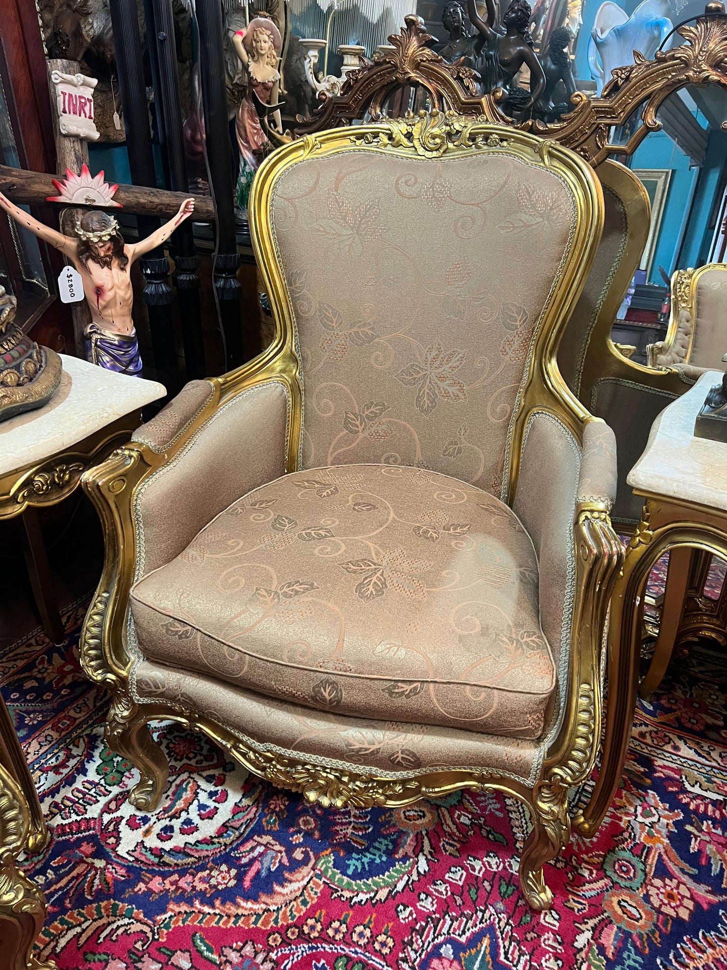 🇫🇷 Elegante Sala de 7 Piezas Marco decorado en hoja de oro solido 🇫🇷