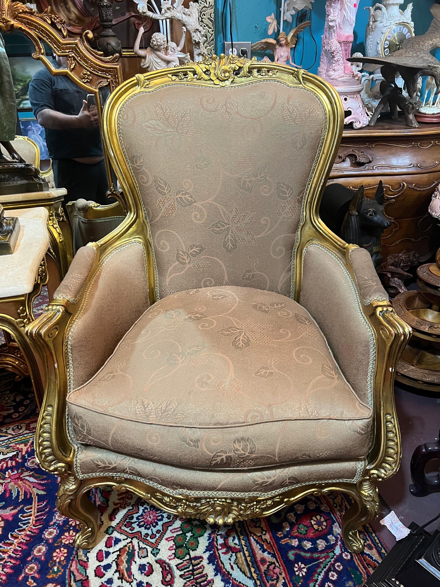 🇫🇷 Elegante Sala de 7 Piezas Marco decorado en hoja de oro solido 🇫🇷