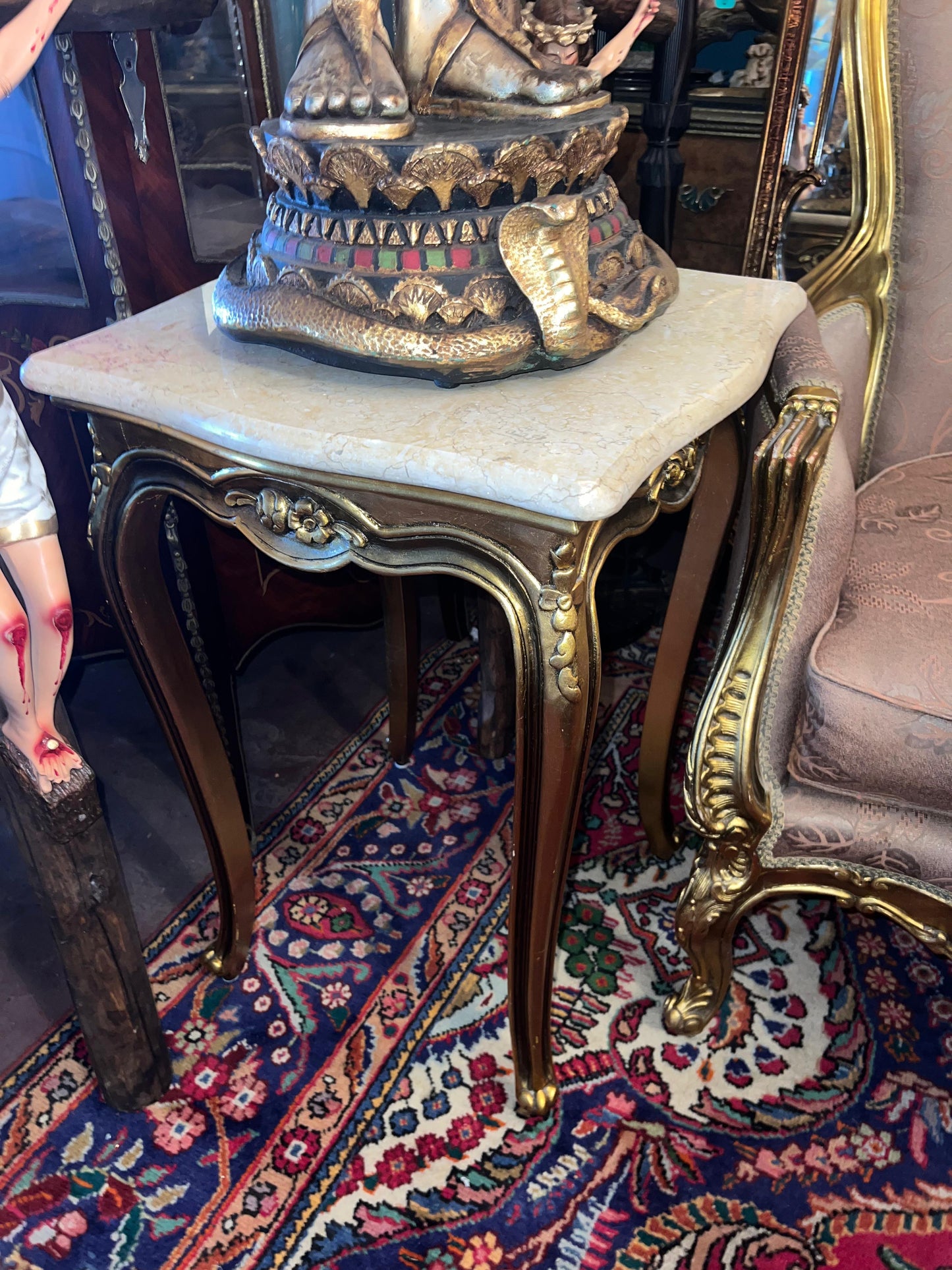 🇫🇷 Elegante Sala de 7 Piezas Marco decorado en hoja de oro solido 🇫🇷
