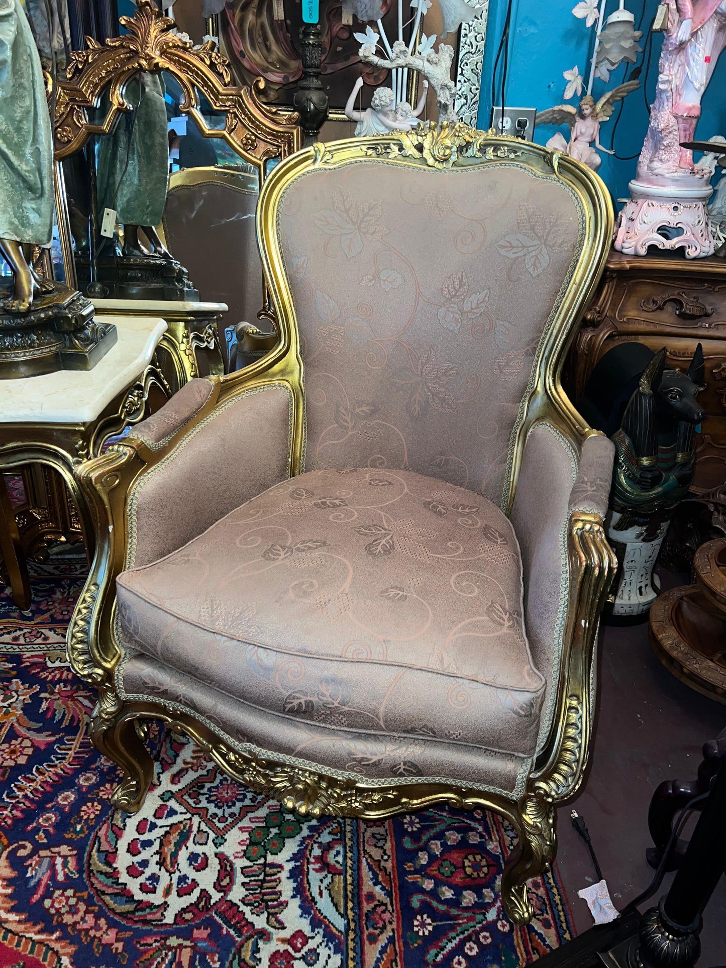 🇫🇷 Elegante Sala de 7 Piezas Marco decorado en hoja de oro solido 🇫🇷