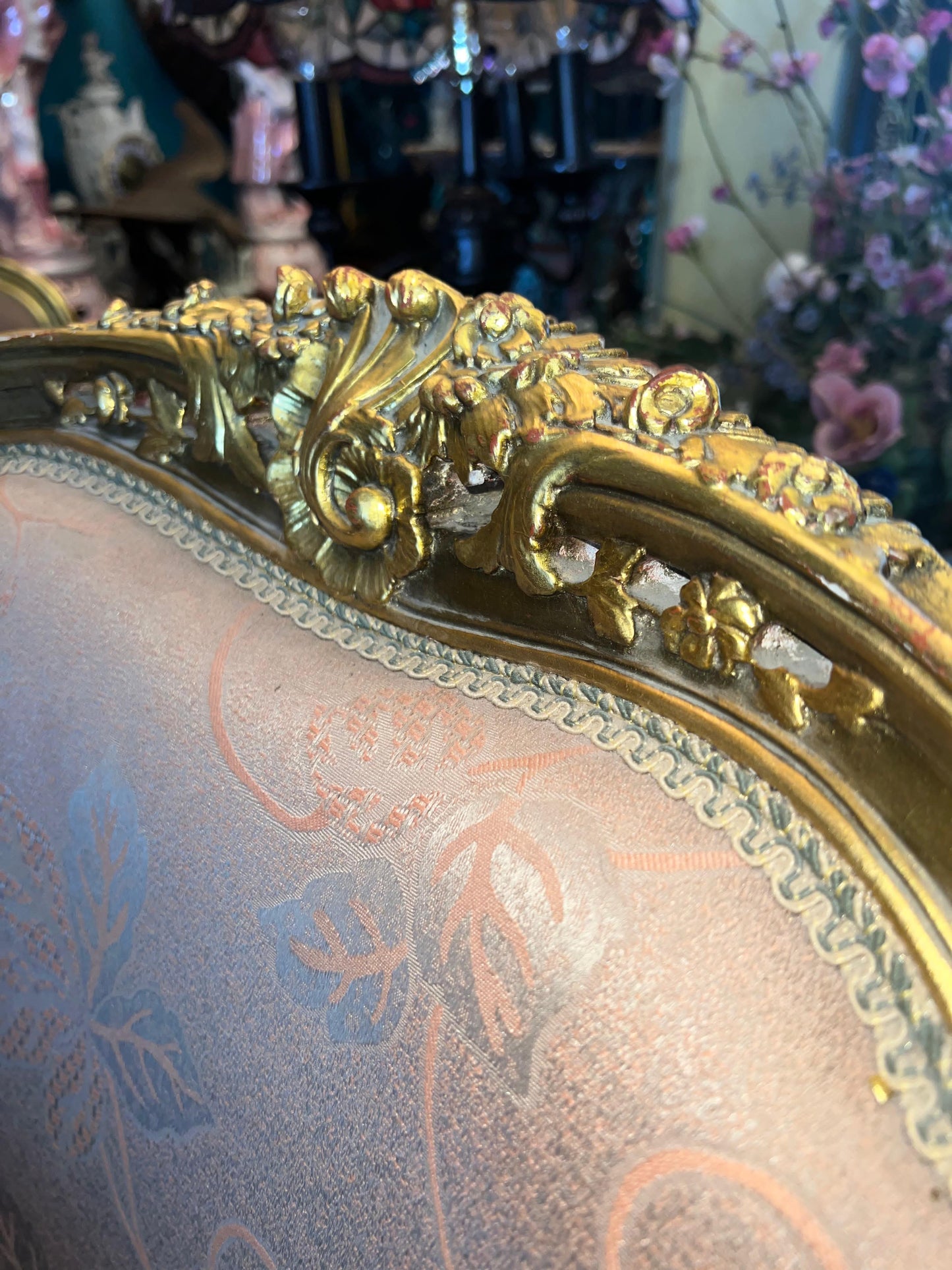 🇫🇷 Elegante Sala de 7 Piezas Marco decorado en hoja de oro solido 🇫🇷