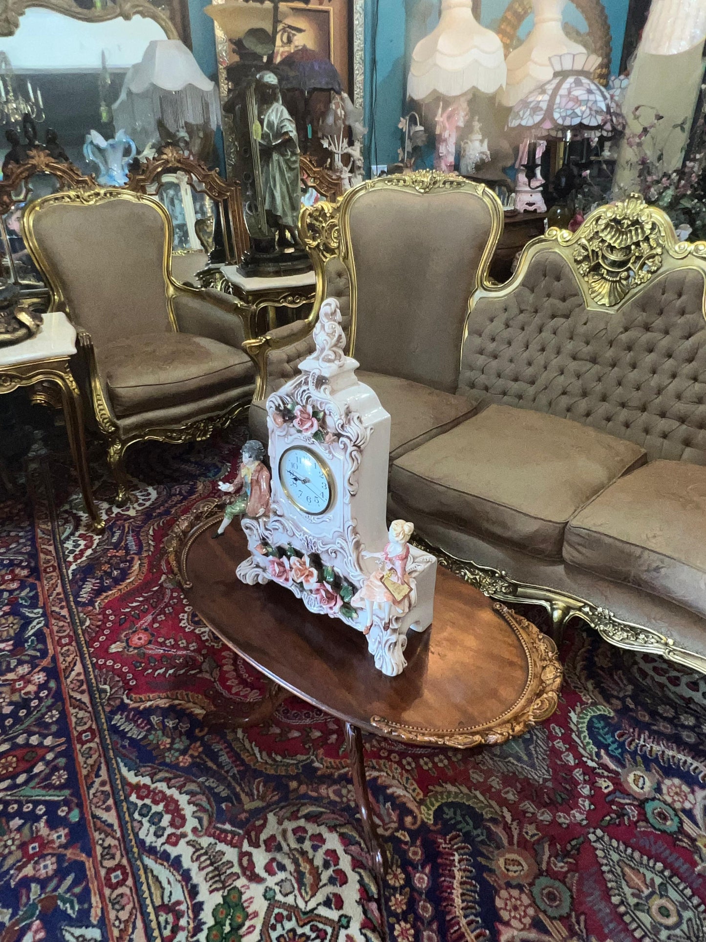 🇫🇷 Elegante Sala de 7 Piezas Marco decorado en hoja de oro solido 🇫🇷