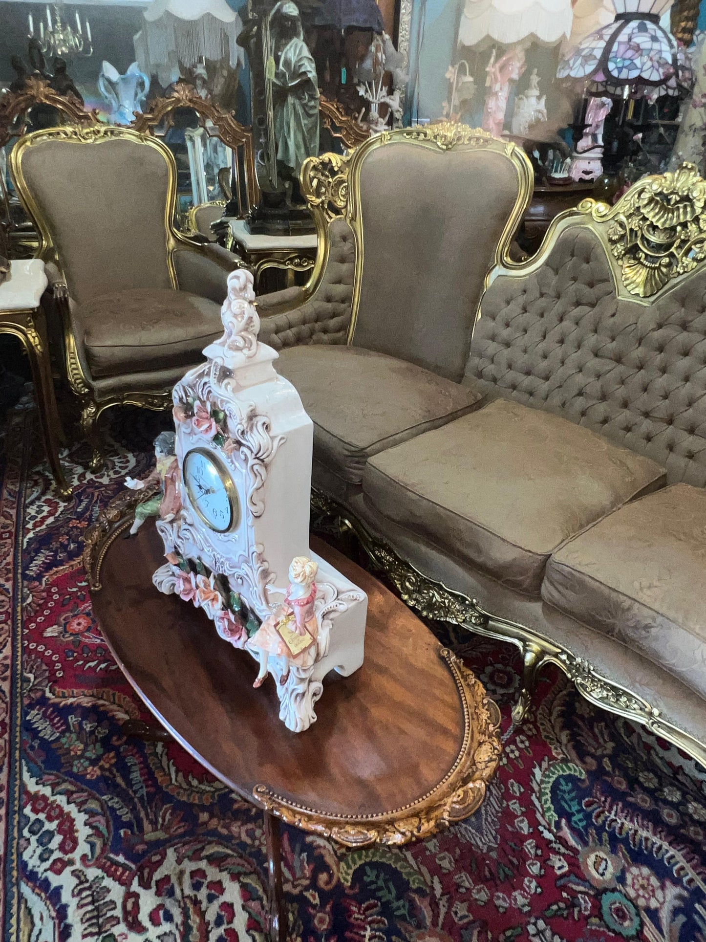🇫🇷 Elegante Sala de 7 Piezas Marco decorado en hoja de oro solido 🇫🇷