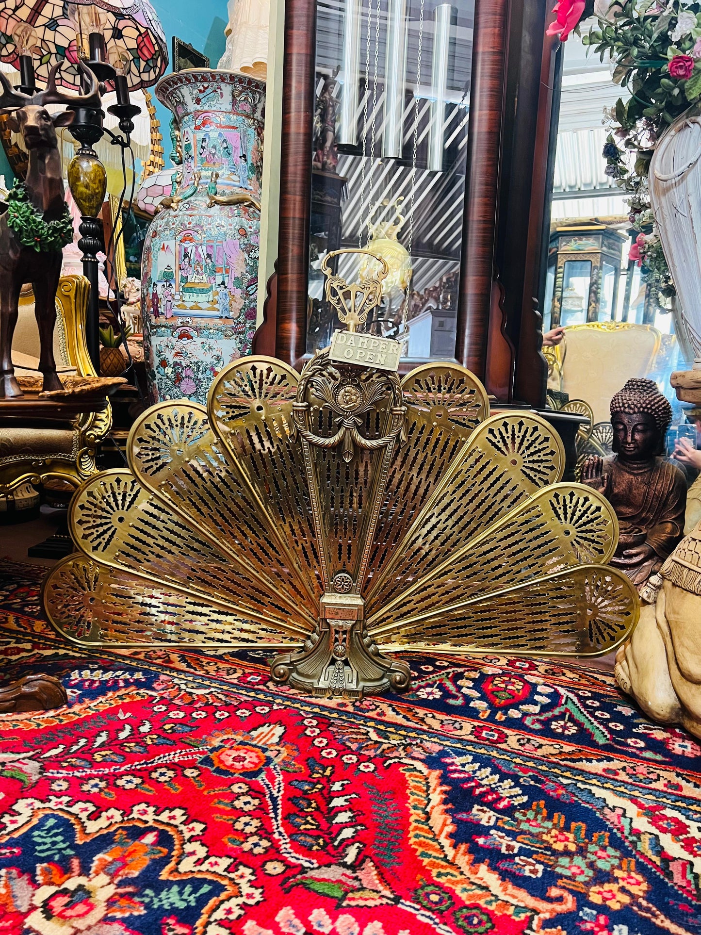 🌟 Antique Brass Fireplace Tool Set with Fireplace Screen🔥✨