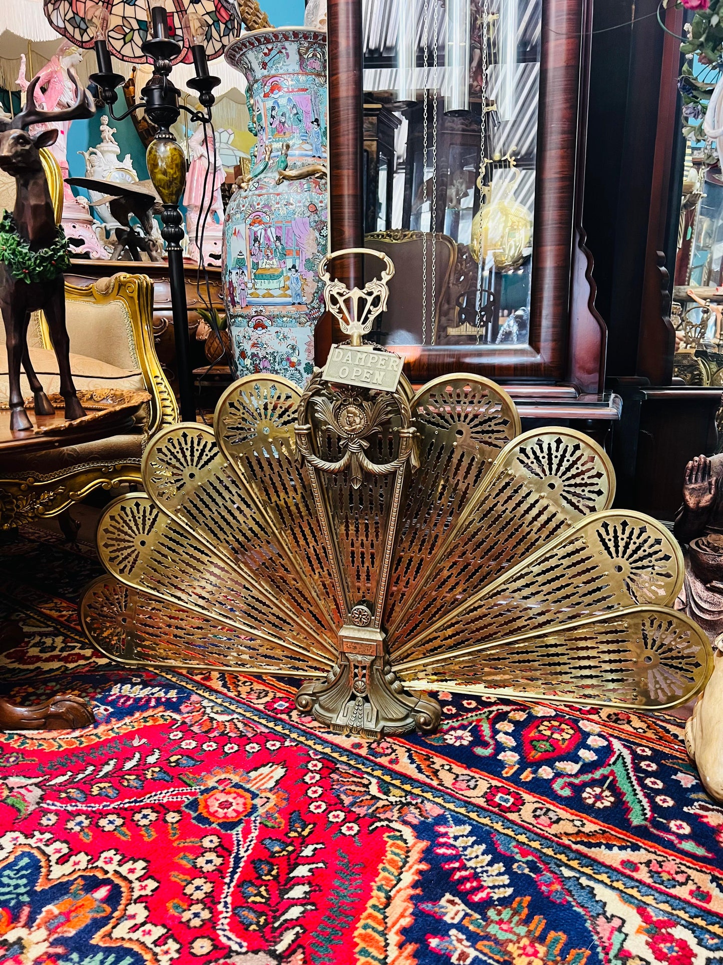 🌟 Antique Brass Fireplace Tool Set with Fireplace Screen🔥✨