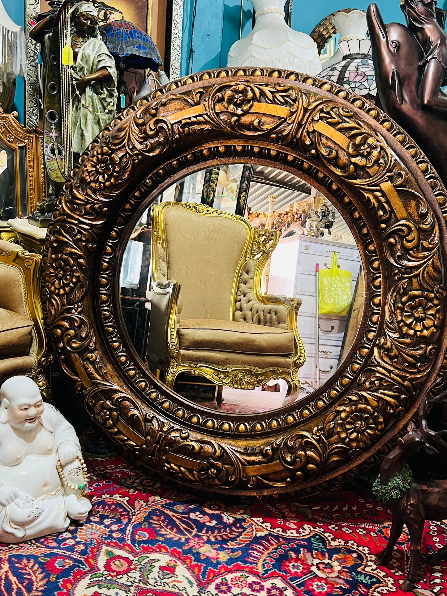 🪞🌟 Hollywood Regency Round Vintage Mirror🌟🪞
