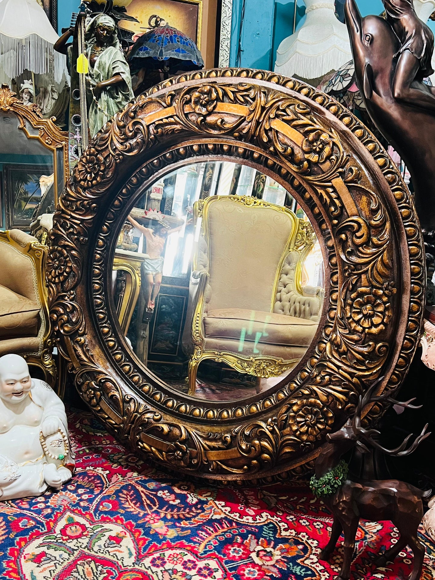 🪞🌟 Hollywood Regency Round Vintage Mirror🌟🪞