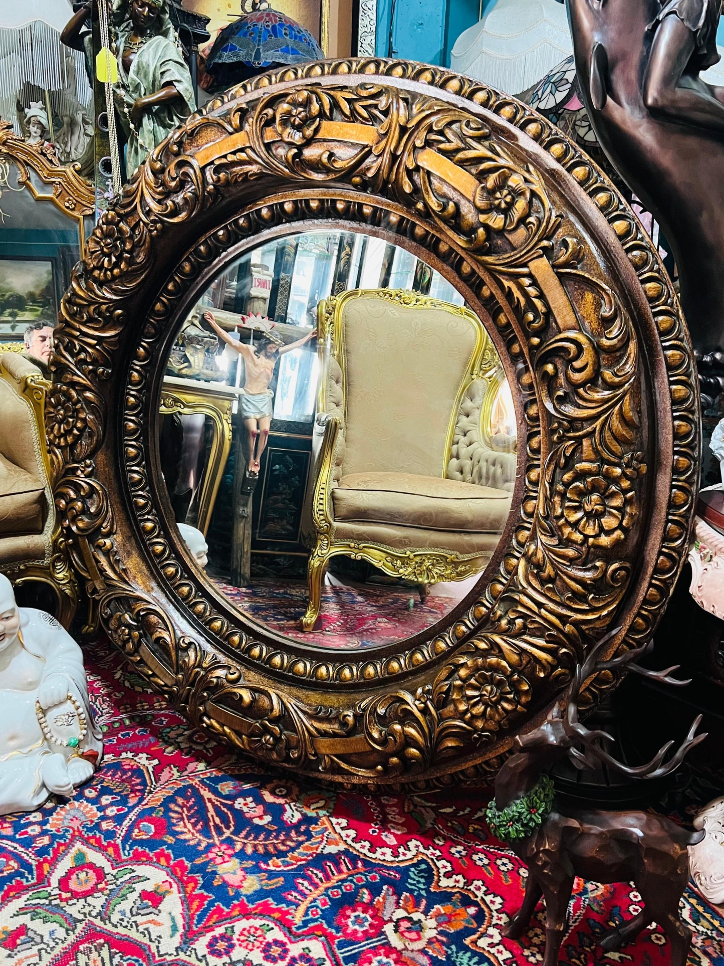🪞🌟 Hollywood Regency Round Vintage Mirror🌟🪞